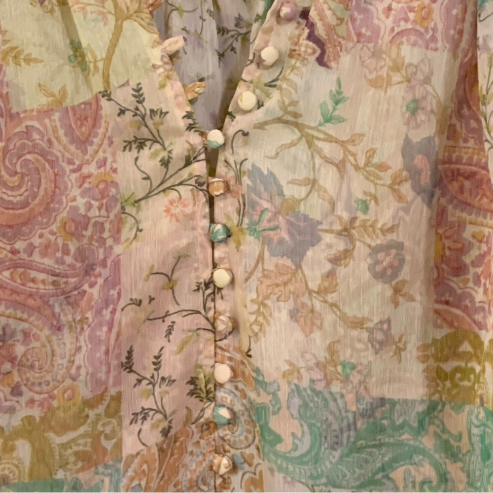 Misa Para Sheer Chiffon Blouse Top in Ischia Paisley Size S - Picture 9 of 16